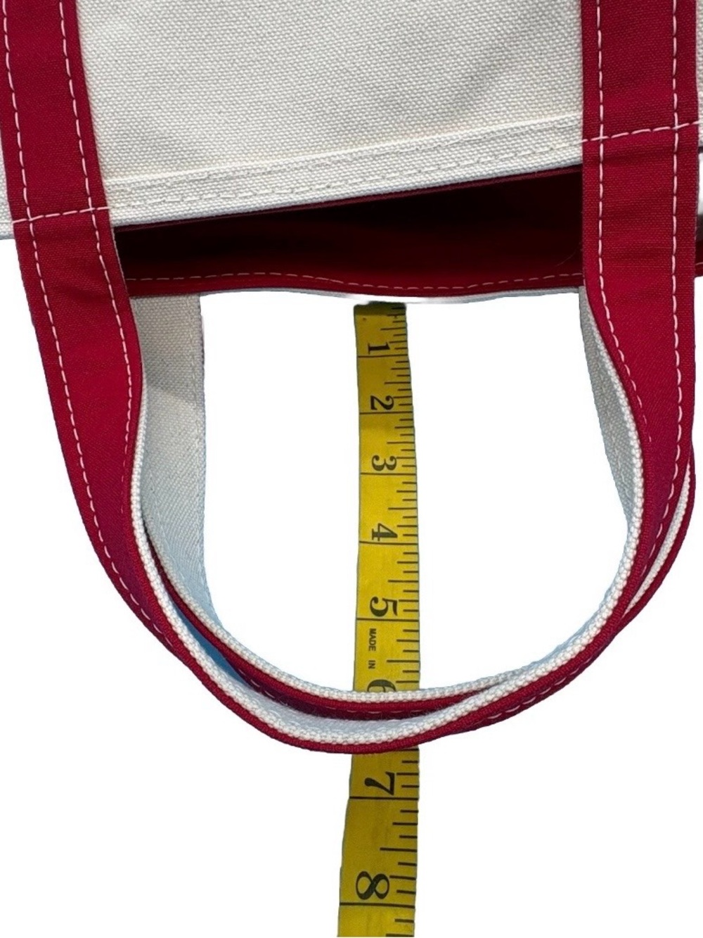L.L. Bean 1990’s Vintage Boat & Tote Zip Top Canvas Bag USA Made Red Accent - Picture 4 of 10